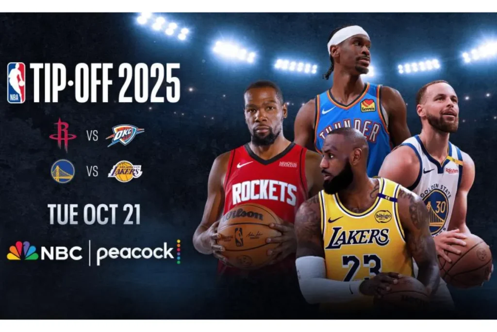 2025-26 NBA賽季開幕戰由：雷霆 vs 火箭與湖人 vs 勇士揭開序幕。